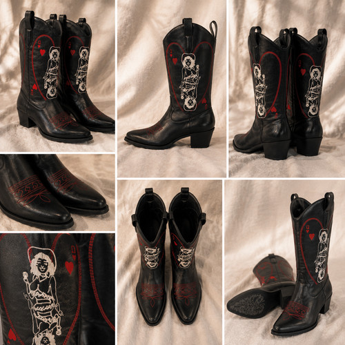 Black queen hearts style - black,