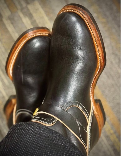 Vintage style black leather - black,
